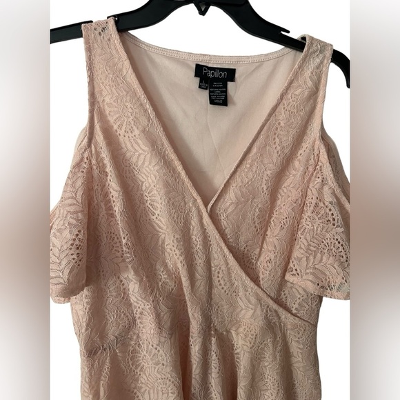 Papillon pink lace mini dress | size large | pink bohemian lace dress - Picture 3 of 6